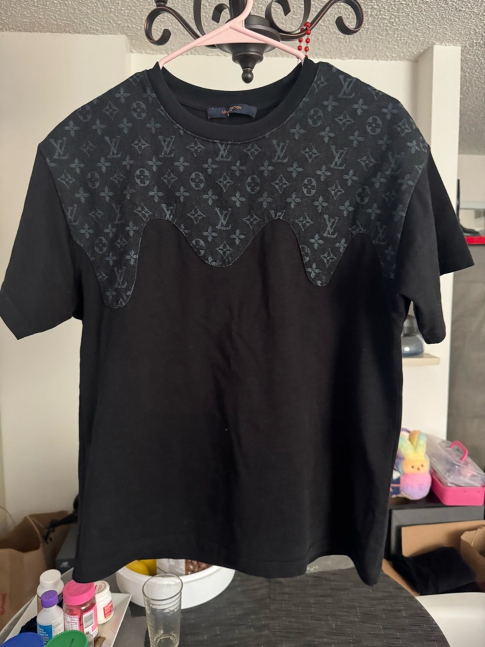 Louis Vuitton Black Monogram Wave Yoke T-Shirt